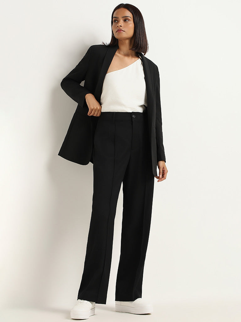 Wardrobe Black Solid Trousers - Main Image