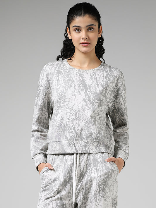 Studiofit Grey Printed Cotton Sweatshirt