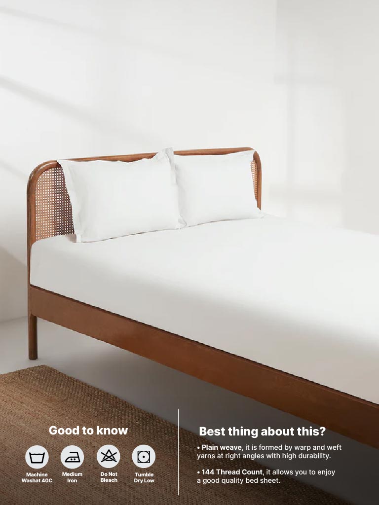 Westside Home White Double Flat Bedsheet and Pillowcase Set