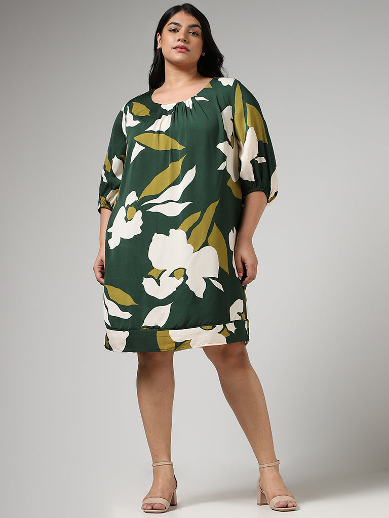Buy Gia Forest Green Bold Floral Printed Dress from Westside