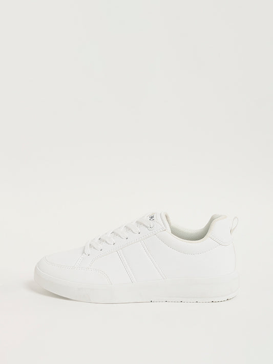 SOLEPLAY Lace-Up White Tennis Sneakers