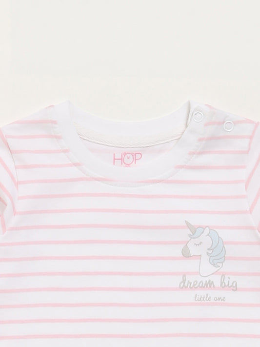 HOP Baby Blue & Pink Unicorn Printed T-Shirt - Pack of 2