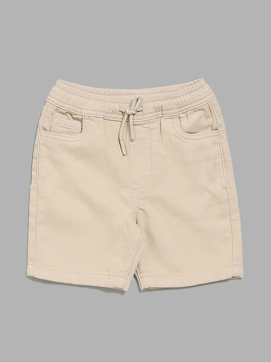 HOP Kids Solid Beige Shorts