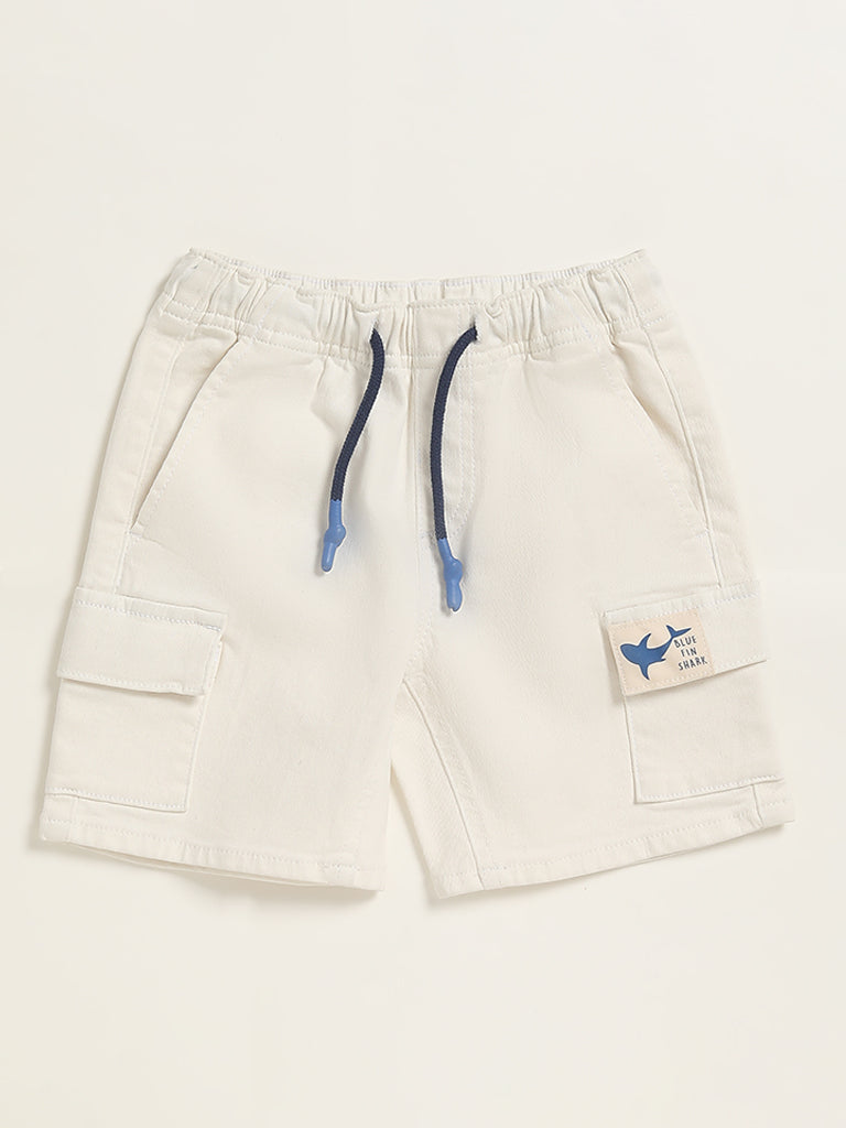 Buy HOP Kids Off White Cargo Shorts from Westside
