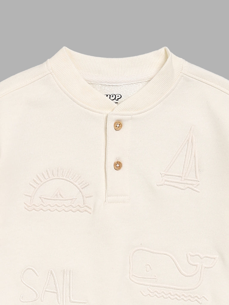 HOP Kids Sea Theme Embroidered Cream Sweatshirt