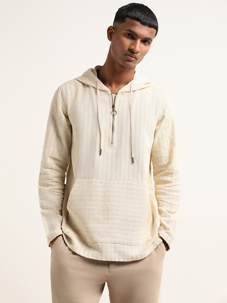 Buy ETA Beige Self Patterned Relaxed Fit Sweatshirt from Westside