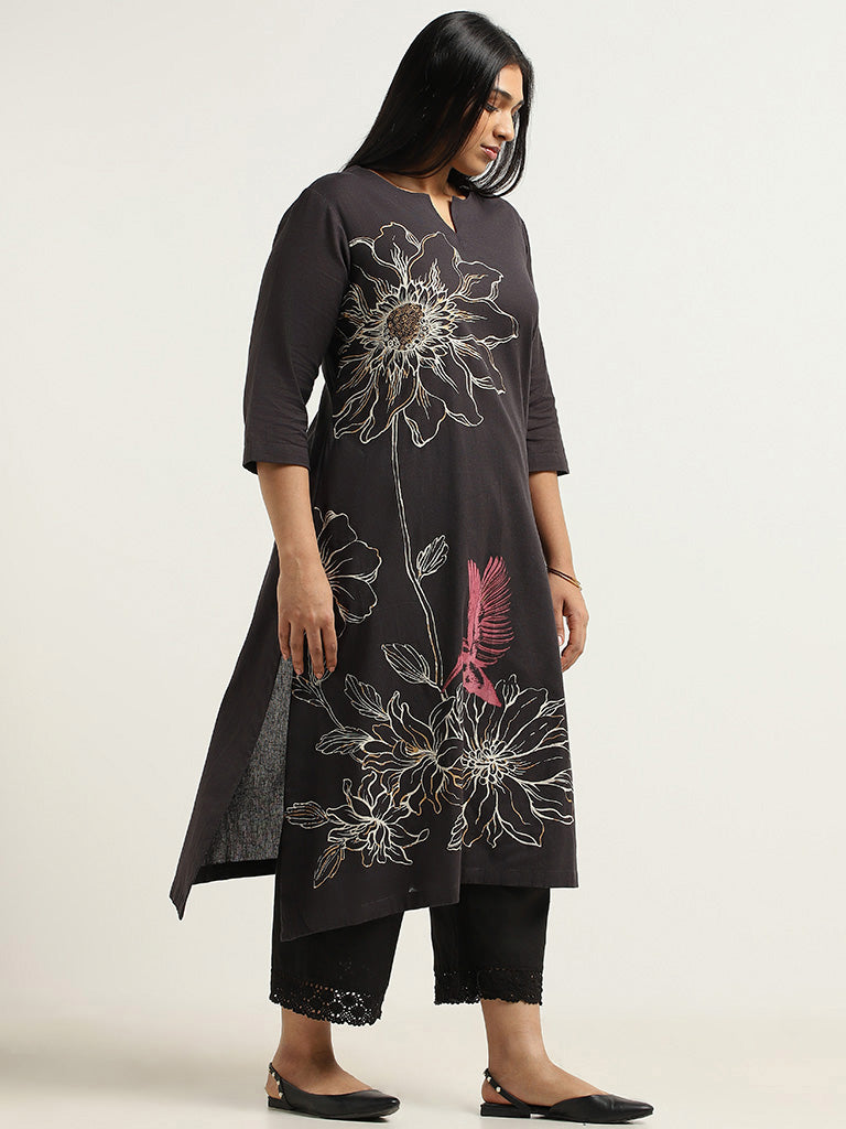 Buy Wunderlove Black Floral Printed Pyjamas from Westside