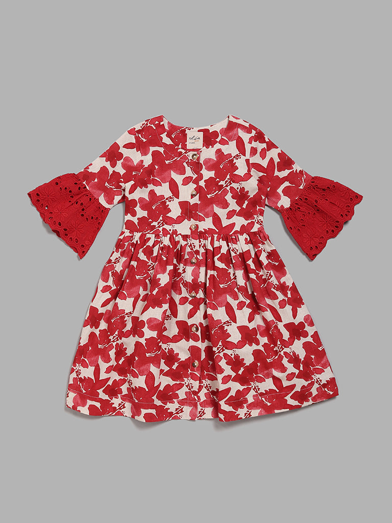 Utsa Kids Red Floral Dress (2 - 8yrs)