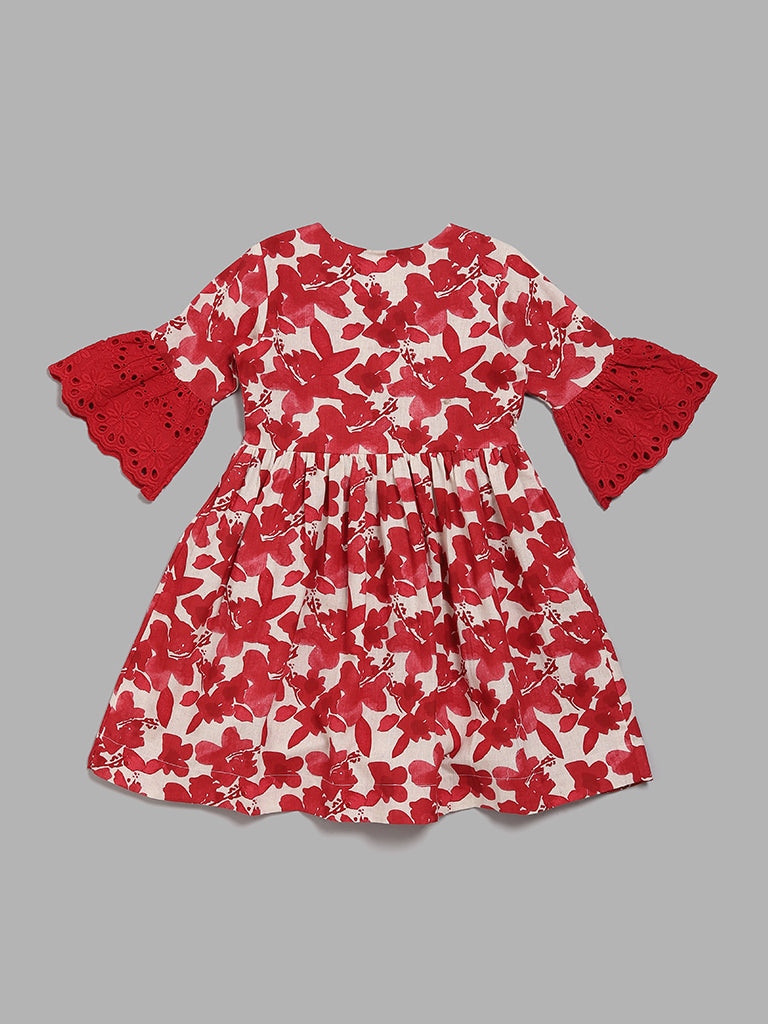 Utsa Kids Red Floral Dress (2 - 8yrs)