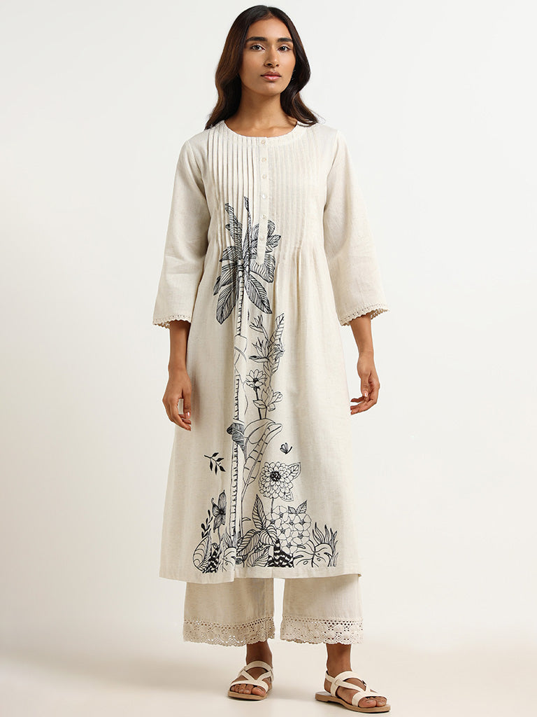 Buy Utsa White Printed Kurta from Westside