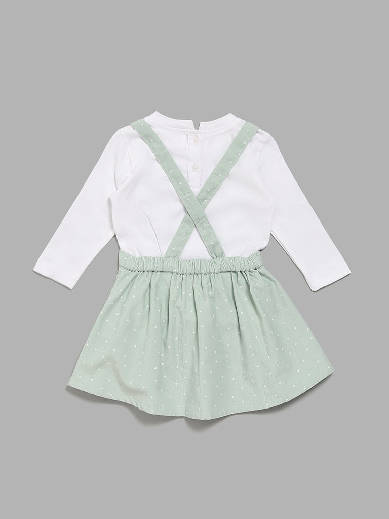 HOP Baby Mint Green Dungaree Skirt with T-Shirt