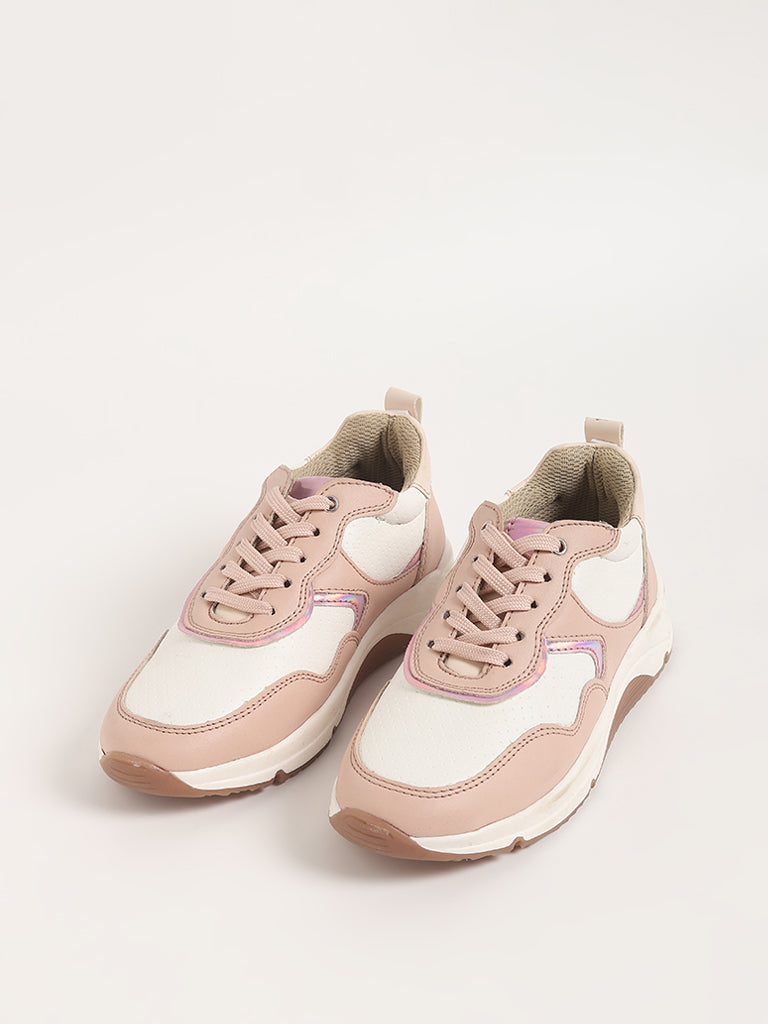 Yellow Pink Lace Up Sneakers
