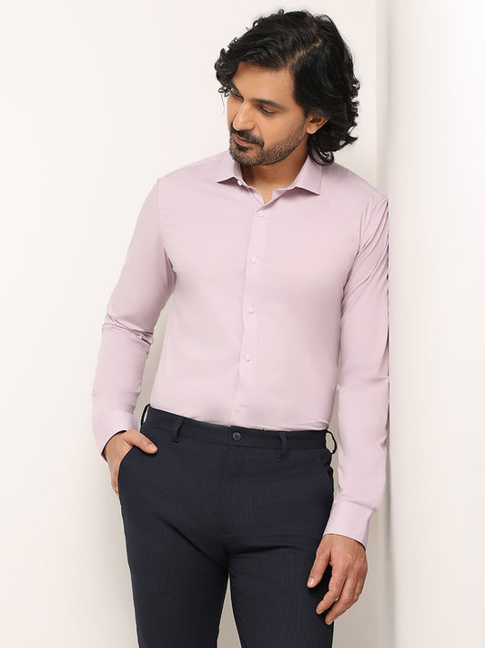 WES Formals Light Lilac Cotton Ultra Slim Fit Shirt