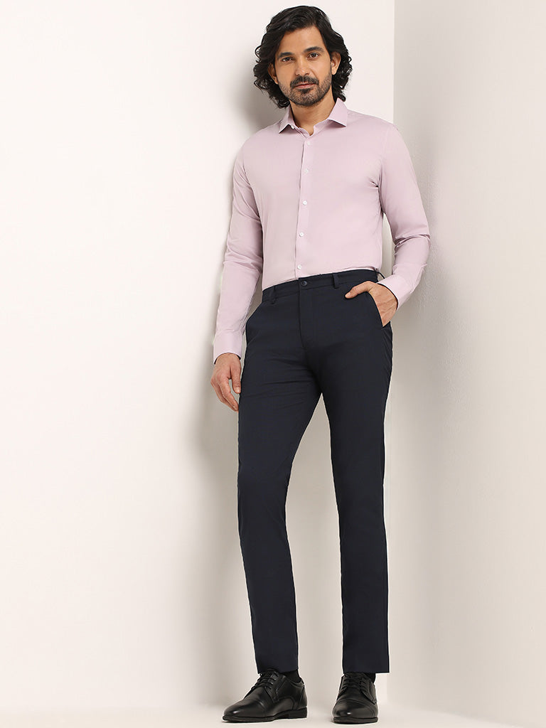 WES Formals Light Lilac Cotton Ultra Slim Fit Shirt