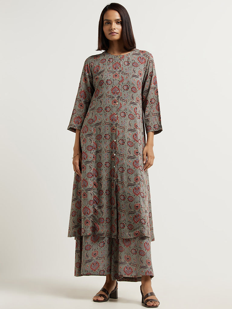 Buy Zuba Grey Printed Palazzos from Westside