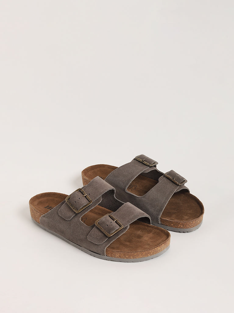 SOLEPLAY Grey Double Band Leather Sandals