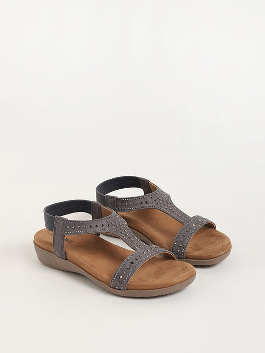 LUNA BLU Grey Studded Sandals