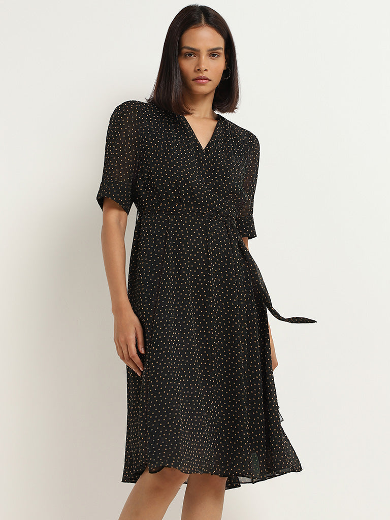 Buy Wardrobe Black Polka Dotted Dress from Westside