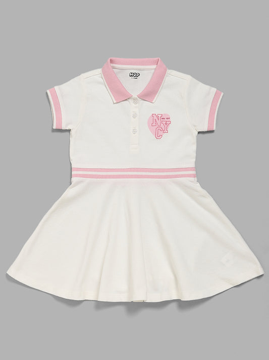 HOP Kids Off-White Collared Dress