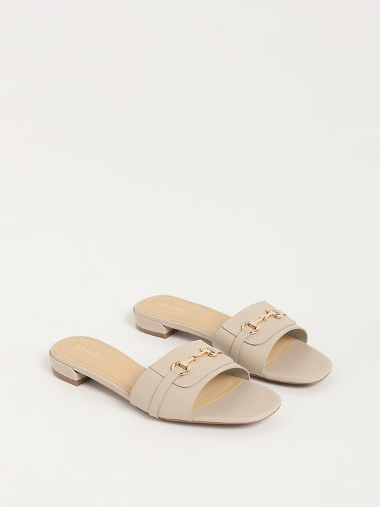 LUNA BLU Ivory Slip-On Sandals