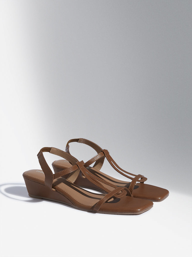 Tan shop slingback wedges