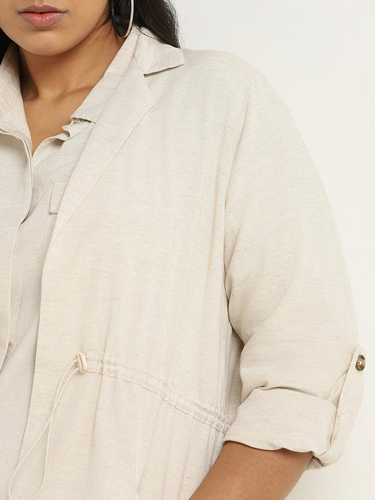 Gia Beige Self-Patterned Cotton Jacket