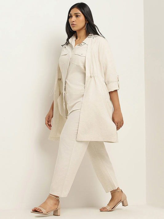 Gia Beige Self-Patterned Cotton Jacket