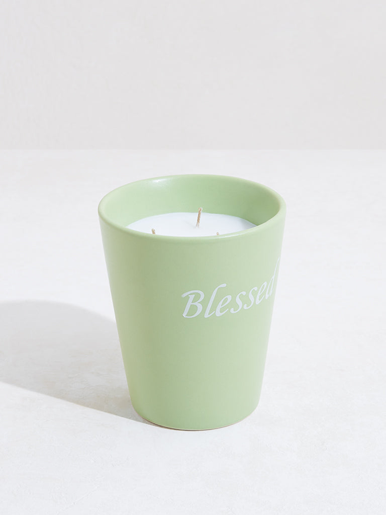 Westside Home Green Large Ceramic Candle