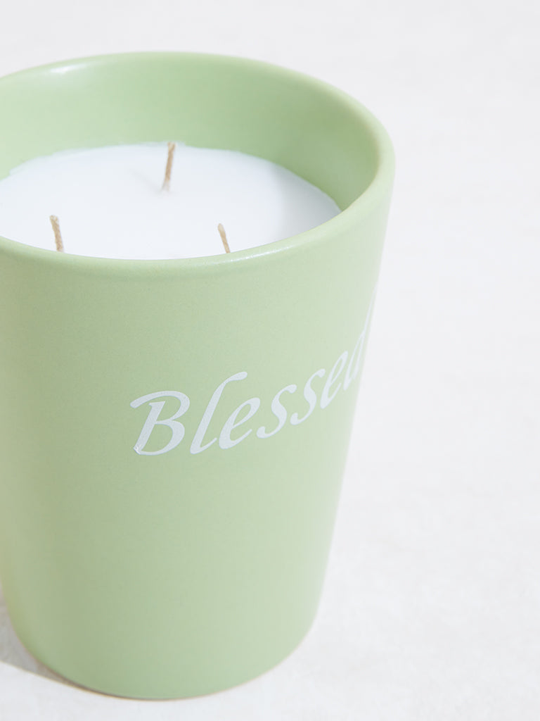Westside Home Green Large Ceramic Candle