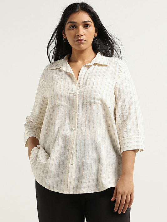 Gia Off-White Striped Shirt