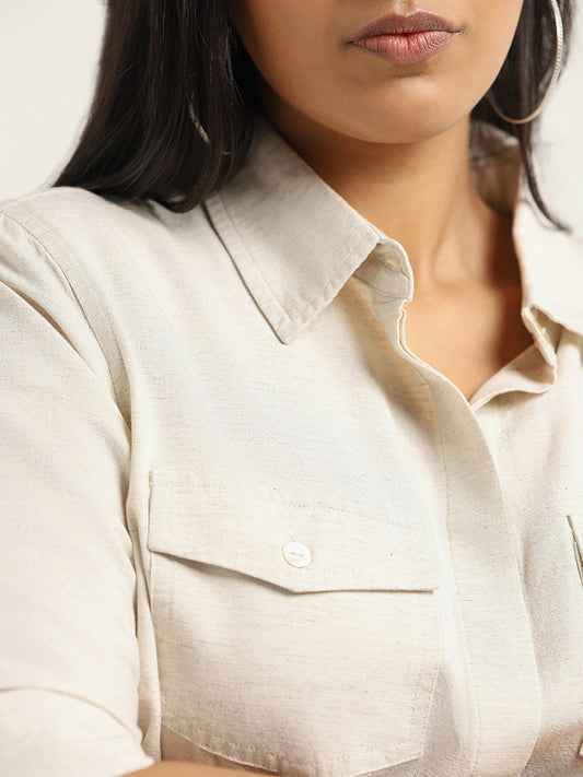 Gia Beige Solid Shirt