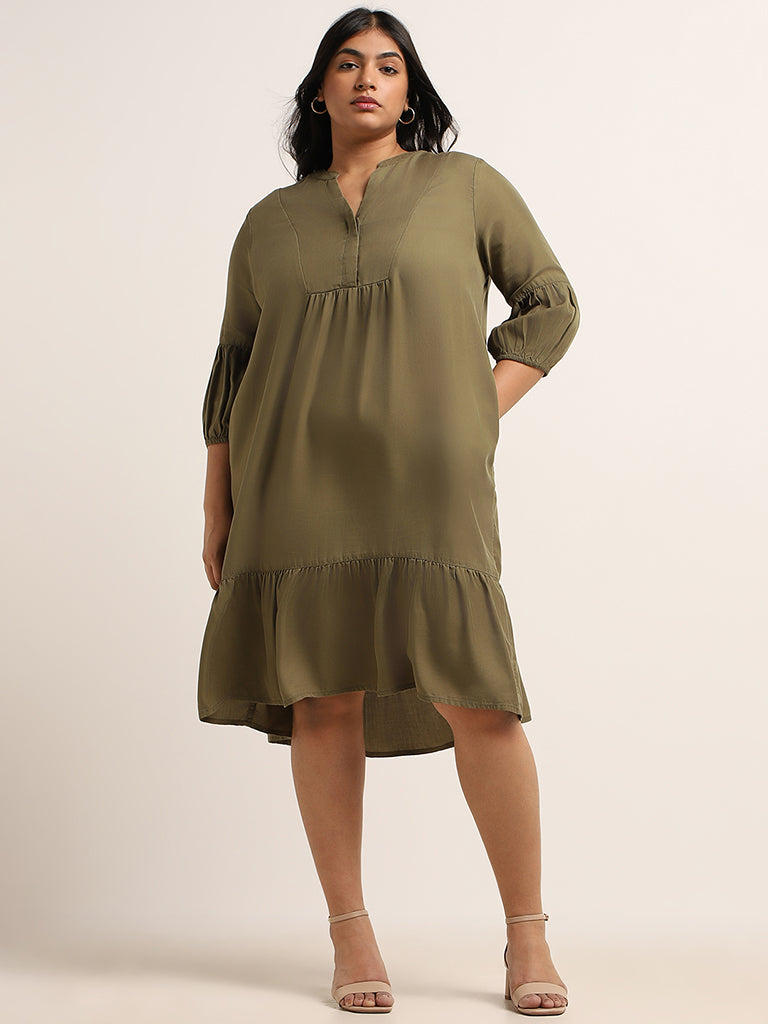 Olive green plus size dress on sale