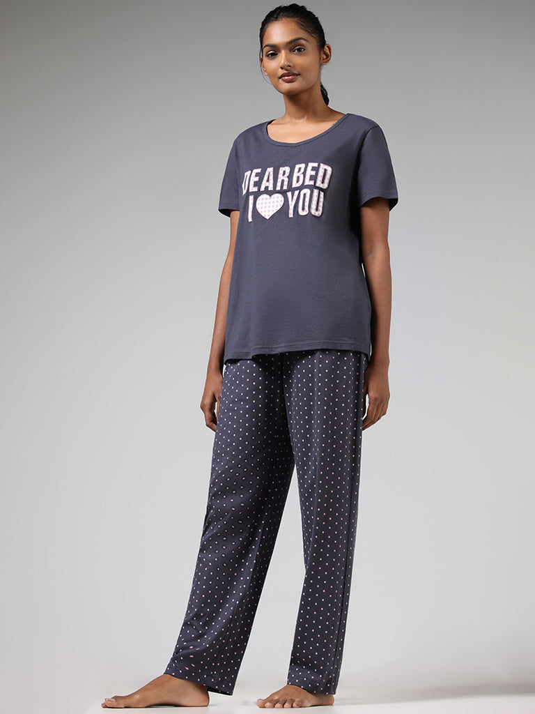 Buy Wunderlove Blue T Shirt Pyjamas Set from Westside