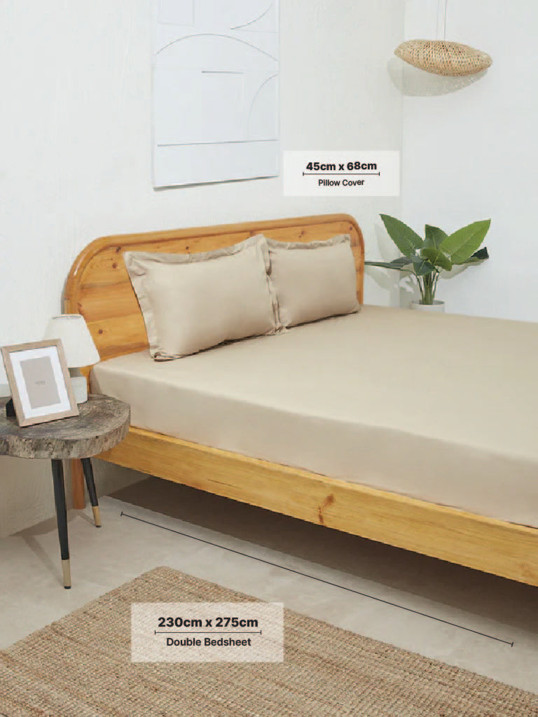 Westside Home Taupe Solid Queen Bed Flat Sheet and Pillowcase Set