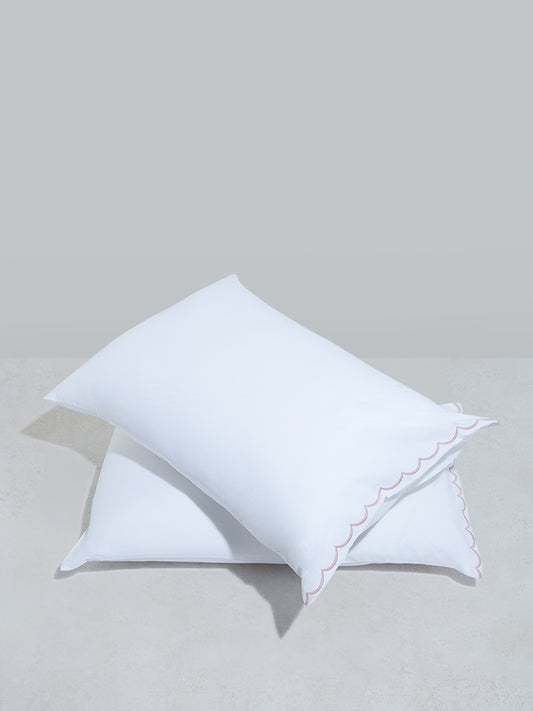 Westside Home Pink Scallop Design Pillow Cover- (Set of 2)