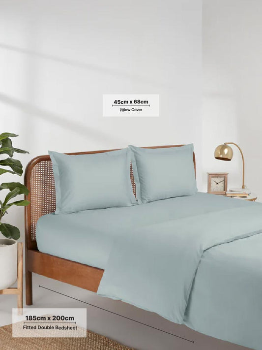 Westside Home Aqua Solid King Bed Fitted Sheet and Pillowcase Set