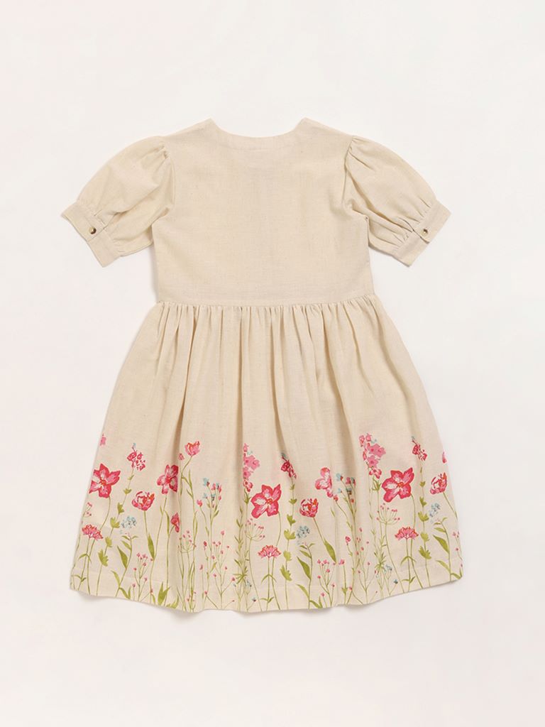 Utsa Kids Off-White Floral Dress (8 -14yrs)