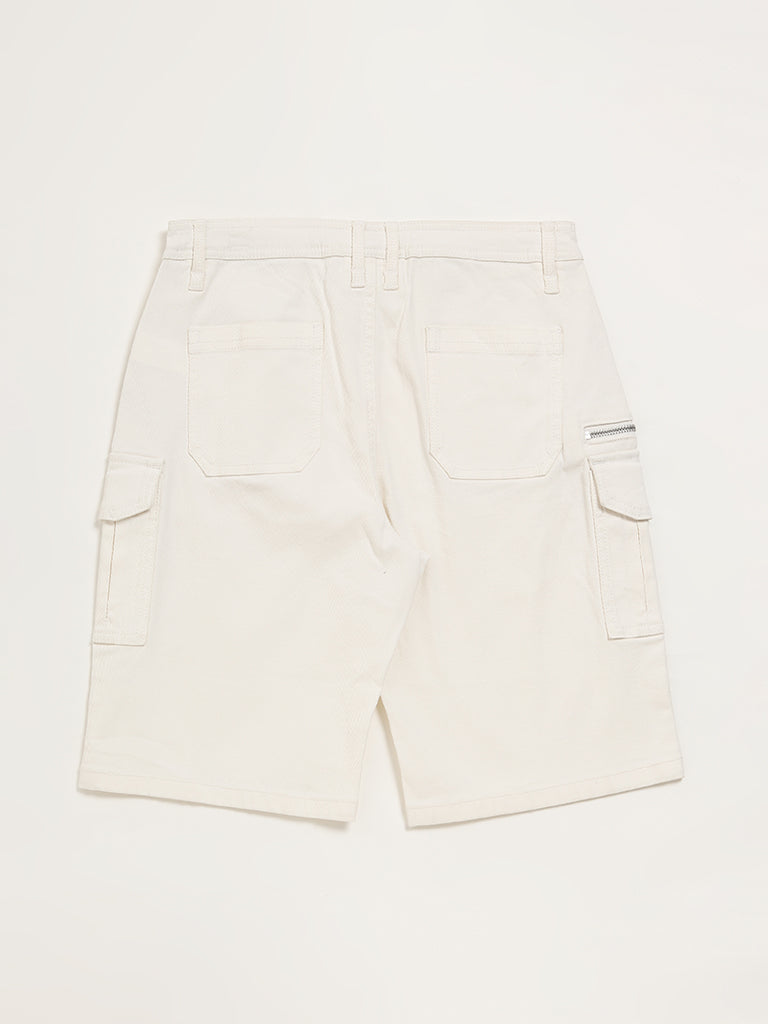 Y&F Kids Off-White Cargo Shorts