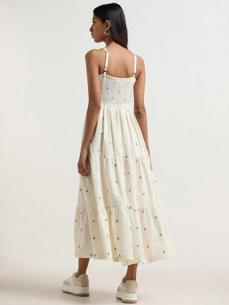 Bombay Paisley Off-White Cotton Tiered Dress