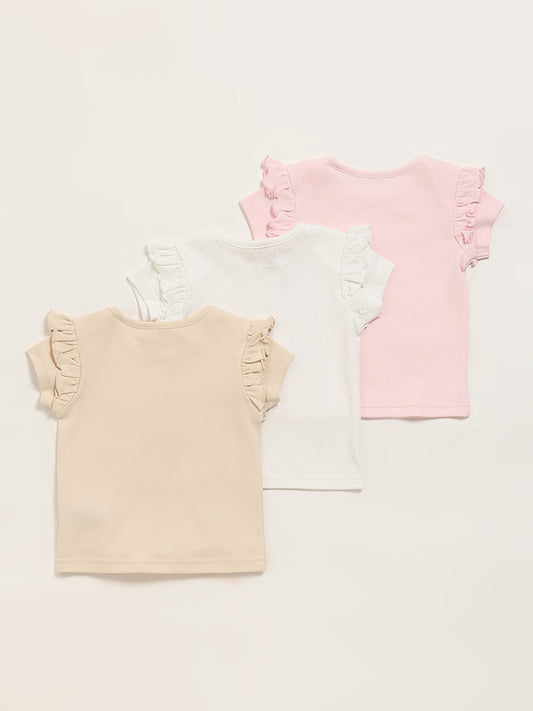 HOP Baby Off-White Top - Pack of 3