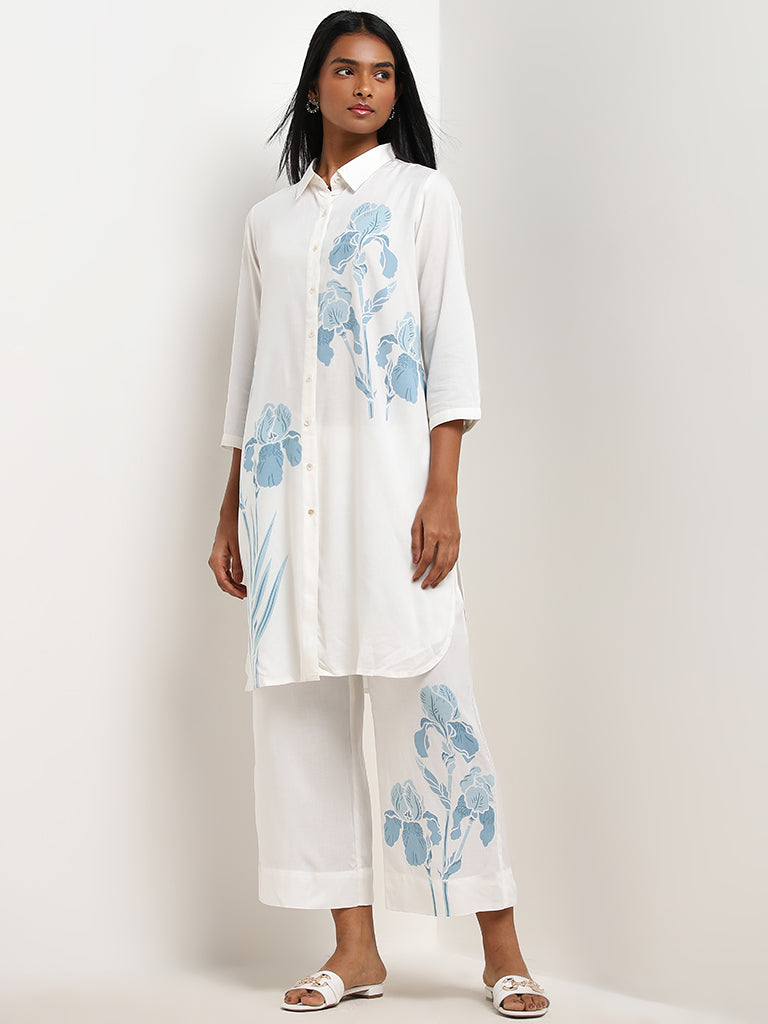 Buy Utsa White Floral Printed Straight Fit Kurta from Westside