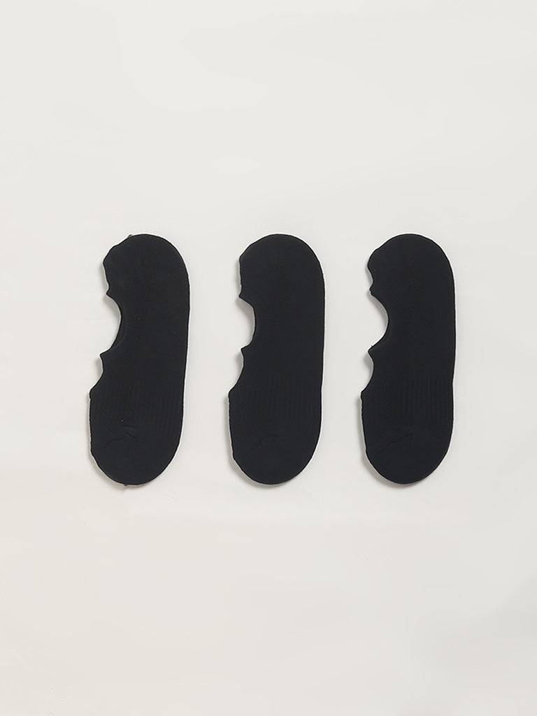 Westside WES Lounge Men's Black No-Show Cotton-Blend Socks - Pack of 3 for Casual Wear Color View