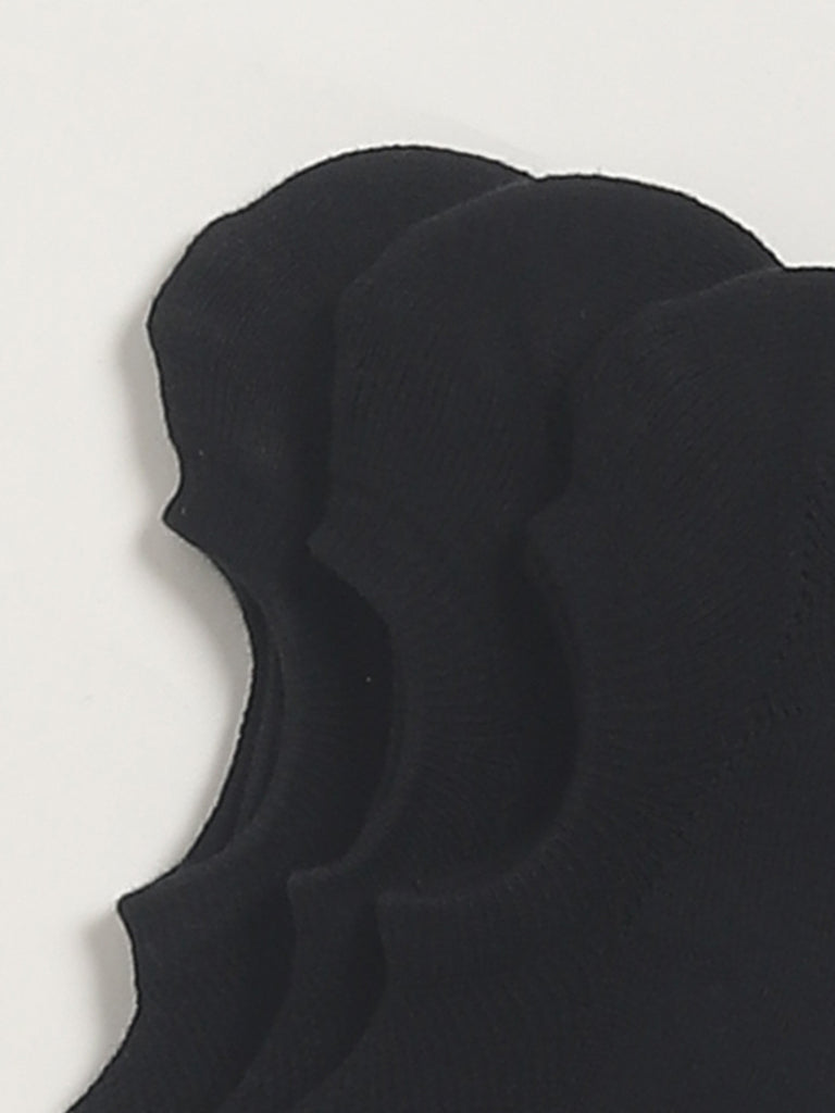 Westside WES Lounge Men's Black No-Show Cotton-Blend Socks - Pack of 3 for Casual Wear Zoomed View