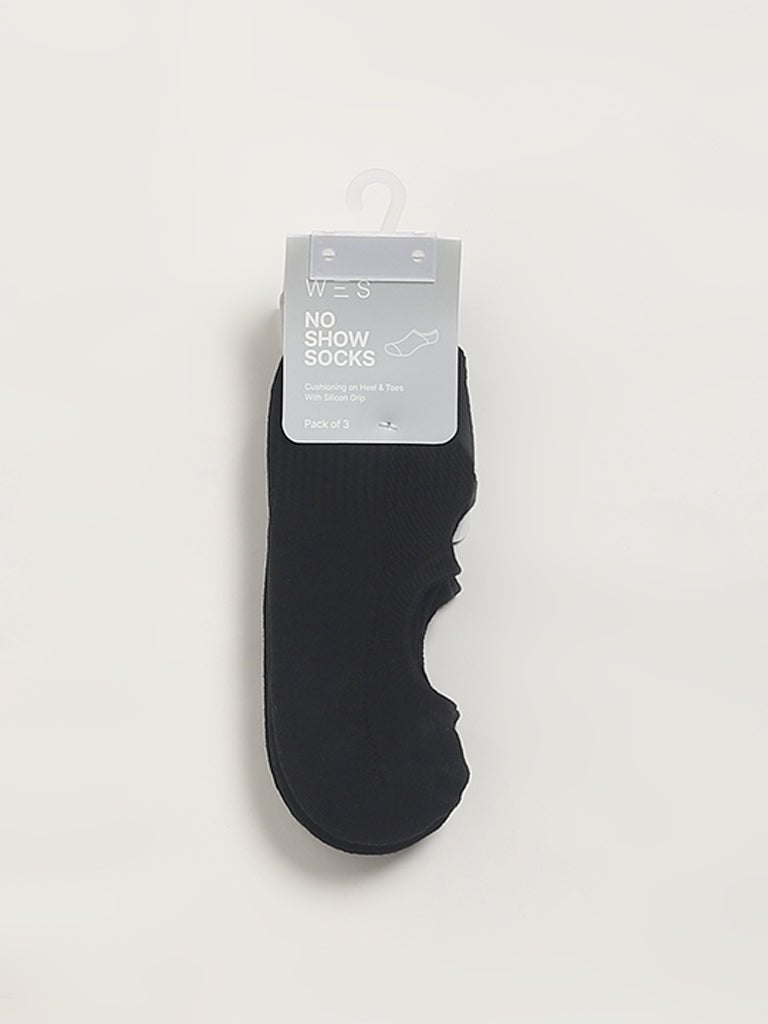 Westside WES Lounge Men's Black No-Show Cotton-Blend Socks - Pack of 3 for Casual Wear Pack View