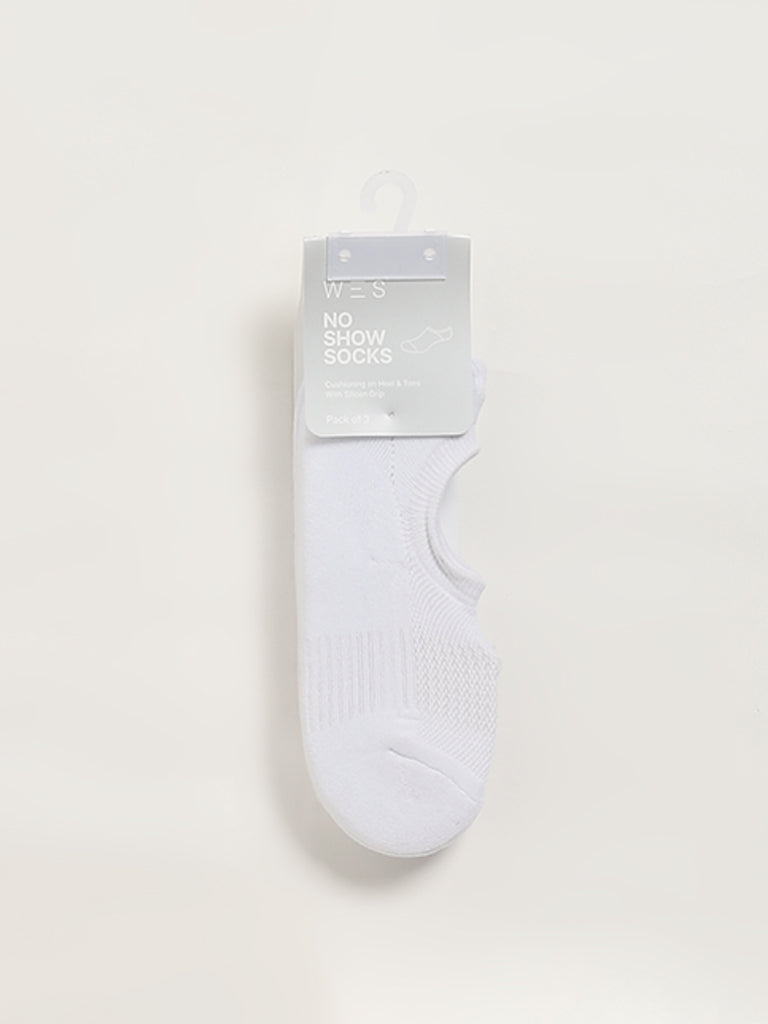WES Lounge White No-Show Cotton-Blend Socks - Pack of 3