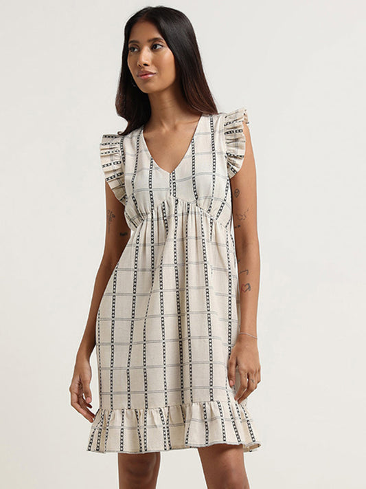 Bombay Paisley Off-White Printed Cotton Blend Dress