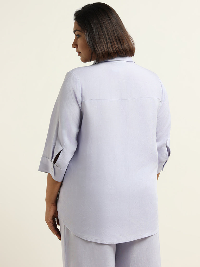 Gia Plain Lavender Blended Linen Shirt