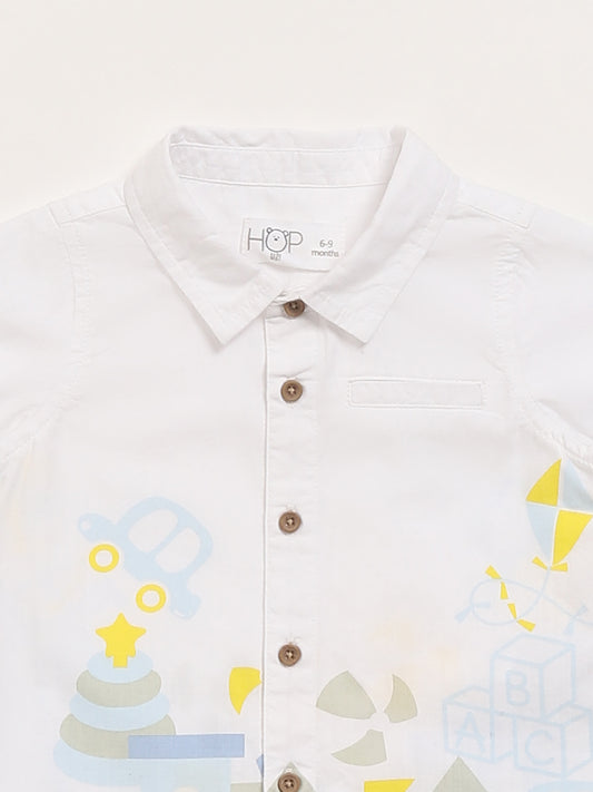 HOP Baby White Printed Shirt