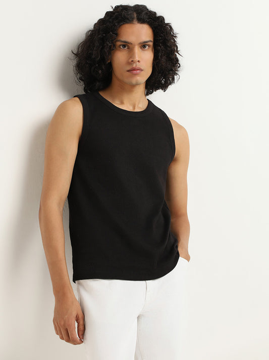 Nuon Black Ribbed Slim Fit T-Shirt