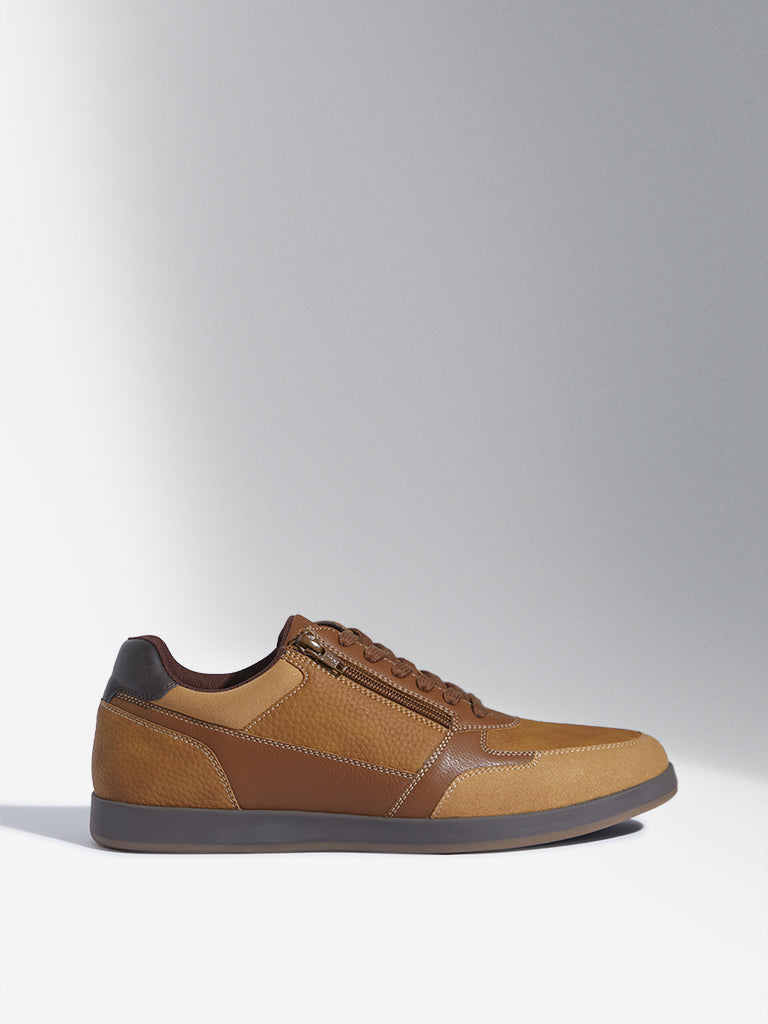 SOLEPLAY Tan Leather Lace-Up Sneakers
